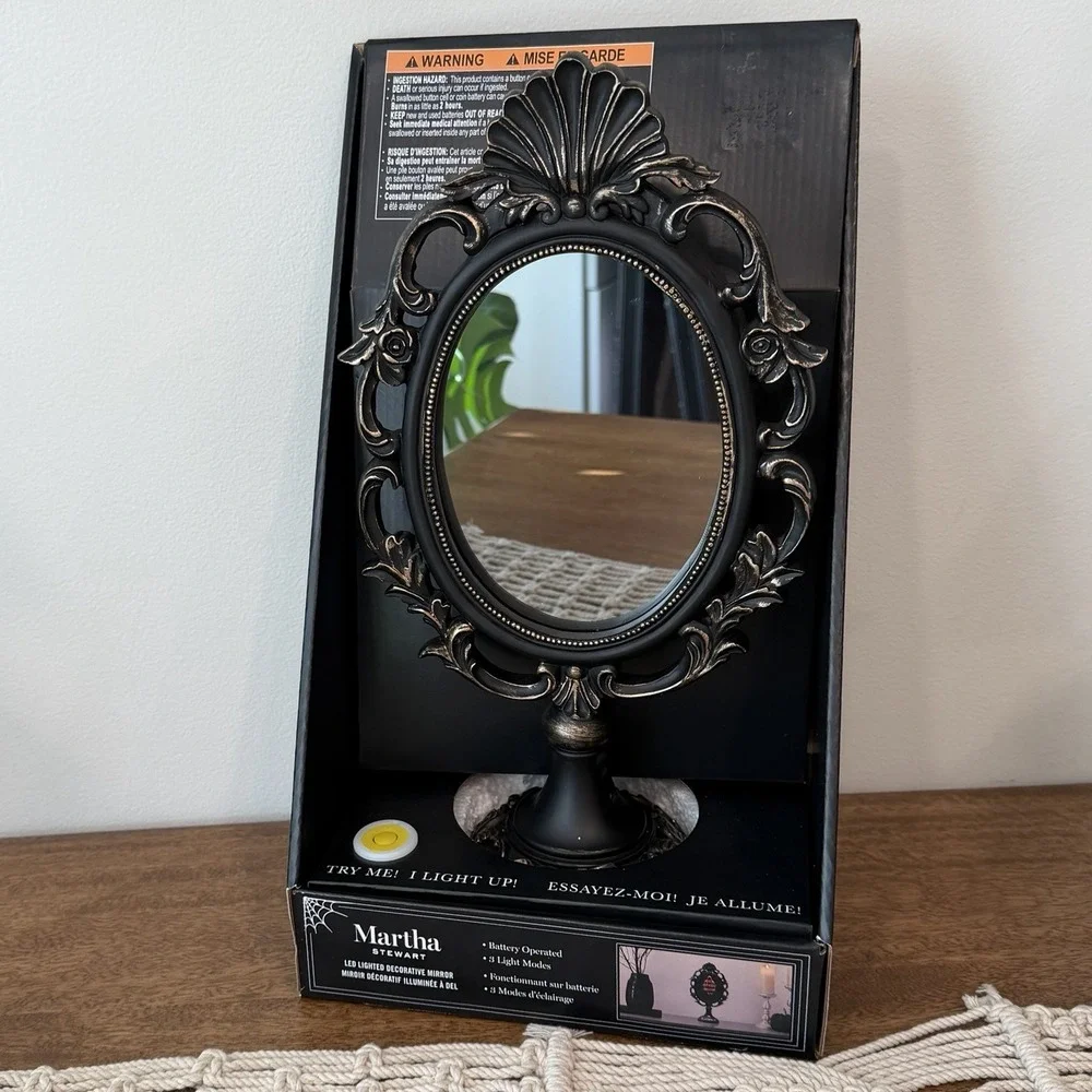 Martha Stewart Halloween LED Lighted Mirror They Are Right Behind You Creepy NEW